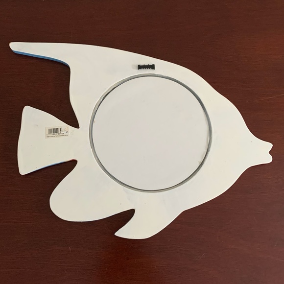 Blue and Pink Fish Decor with Geometric Design Wall Hanging Mirror - Picture 3 of 3